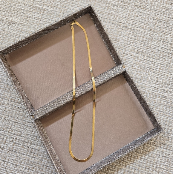 Sterling Silver Gold Vermeil Herringbone Necklace - Picture 4 of 11